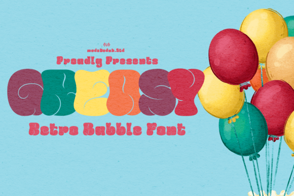 Greasy Bubble Font: Playful 70s Display Type for Handmade Labels & Printables