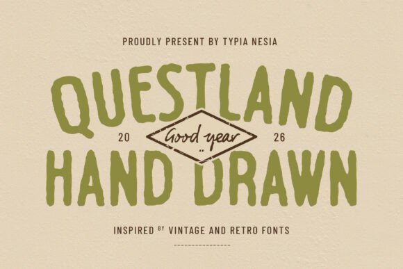 Questland: A Rough Vintage Display Font for Digital Adventure